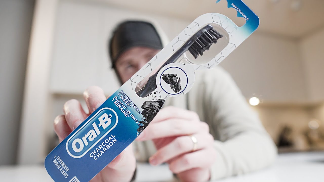 Oral B CHARCOAL TEETH WHITENING Toothbrush Review - YouTube