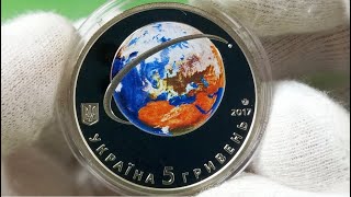 60-річчя запуску першого супутника Землі, 5 гривень, Україна. First Earth Satellite, 5 hryvnias.