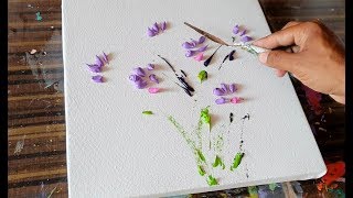 White Flowers / Floral / Abstract Painting Demonstration / Satisfying / Daily Art Therapy / Day #06