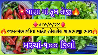 🔥તા૯-૯-૨૪👉જામ-ખંભાળીયા માર્કેટ હોલસેલ શાકભાજી બજારભાવ#subscribe #apmc #shere #agriculture