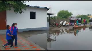 Rain water at heavy rain at School in Ahmednagar