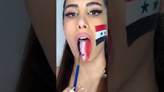 بنت ايراني ترسم علم سوريا🇸🇾 عل وجهه؛؟عل تيك توك