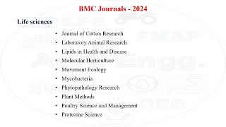 BMC (BioMed) journals-2024 for research paper, review paper, csae study, chapters publication