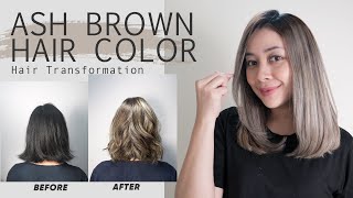 Ash Brown Hair Color Transformation | Foilayage Hair Technique