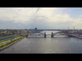 aerial view of the bolsheokhtinsky bridge across neva river saint petersburg russia