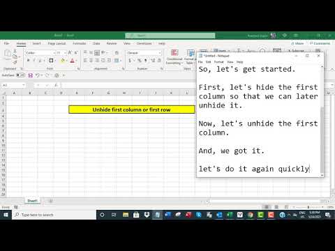 Excel: unhide first column or first row