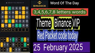 Binance Word of the day today Crypto Bitcoin theme Binance VIP wotd answer 24 February-3