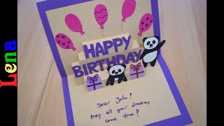 𝗞𝗿𝗲𝗮𝘁𝗶v 𝗺𝗶𝘁 𝗟𝗲𝗻𝗮 - DIY Geburtstagskarte basteln - DIY Panda Bithday card DIY - 3D Birthday Card