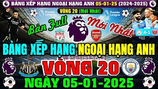 Bảng Xếp Hạng Ngoại Hạng Anh 2024/2025 Mới Nhất Vòng 20 | Ngày 5/1/2025 | LIV Top 1 (Bản Full Nhất)