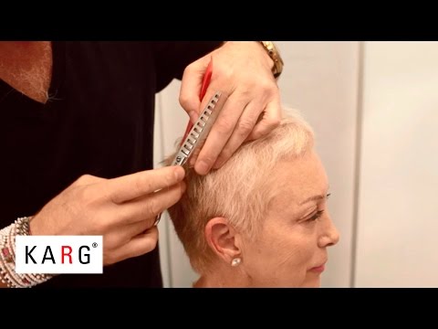 How to cut short blond hair pixie like with texturizing, thinning shears How to cut short blond hair pixie like with texturizing, thinning shears