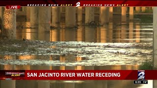 San Jacinto  River water recedes after heavy rain