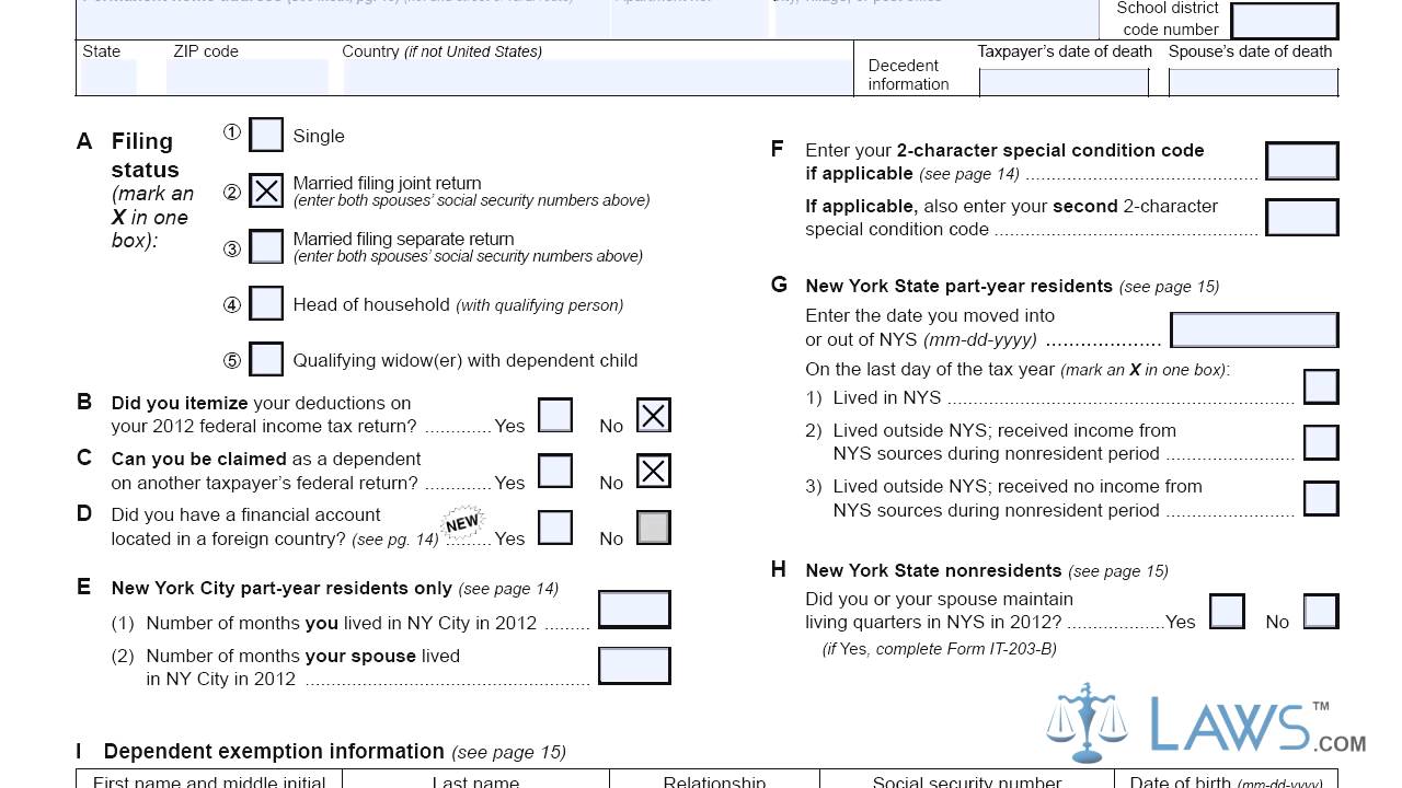 Form IT 203 Nonresident And Part Year Resident Income Tax Return - YouTube