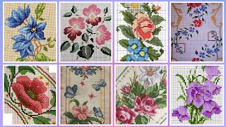 Floral cross stitch Hand embroidery  thick cotton / Beautifull Hand cross stitch