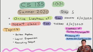 CS 135 1001 Computer Science I: Summer II 2020 Day 5 Livestream