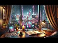 🌌 未來城市霓虹書桌 3小時輕柔鋼琴音樂 🎶 沉浸高效學習✨ futuristic neon city desk 3 hour relaxing piano for focus u0026 study