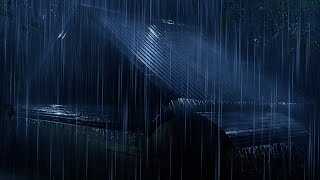 Sleep Instantly with Heavy Rain on a Tin Roof \u0026 Crazed Thunderstorm on Metal Roof in Forest at Night