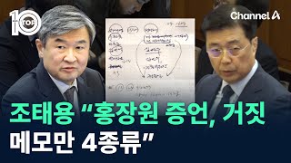 조태용 “홍장원 증언, 거짓말…메모만 4종류” / 채널A / 뉴스 TOP10