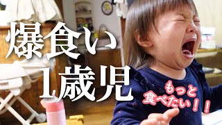 【大食い娘】1歳児の底なし食欲に一同唖然【実家ご飯/爆食い/姉妹/2歳差育児】