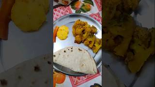 Break fast gobi ki sabji chapati and muli gajar ka achar