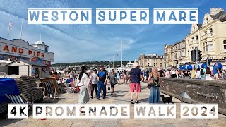 Weston-Super-Mare Promenade 4K Walking Tour - Seafront And Beach Attraction - August 2024