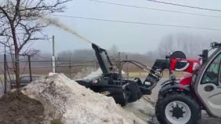 Manitou MLT625 with Snow Blower Attachment