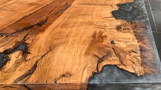 Oak Table Reversible Grey Epoxy Resin