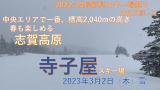 3月2日雪の寺子屋スキー場、標高2,040mと志賀高原では2番目に高い標高でサラサラの雪でした。