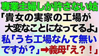 【スカッとする話】専業主婦しか許さない姑「貴女の実家の工場が大変なことになってるわよｗ」私「うち工場なんて無いですが？」義母「え？！」→結果が