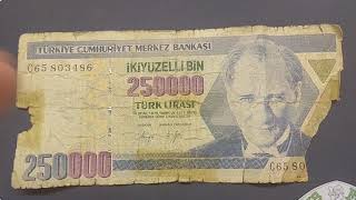 TURKEY 250000 LIRA BANKNOTE REVIEW + VALUE