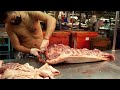 THE ULTIMATE KNIFE SKILLS - How to butcher a pig with Sharpest Knife - Thai Street Food Market