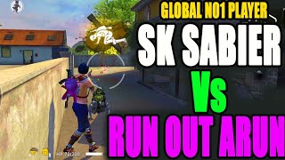 Sk Sabier Vs RunOutArun|| rank squad match || global no 1 players gameplay|| Run Gaming