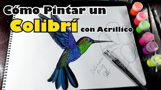 Como pintar un Colibrí con Acrílico #PinturaColibrí