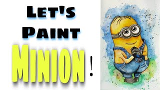 Easy MINION painting with watercolour for beginners| #easycartoonpainting