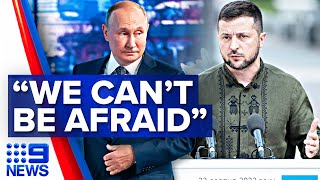 Zelenskyy ‘not afraid’ of rival Vladimir Putin | 9 News Australia