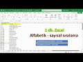 excel 1 dakika alfabetik sayısal sıralama