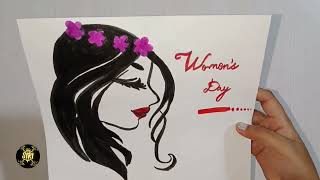 simple special Womens Day drawing//step by step//#guru_siri_talla