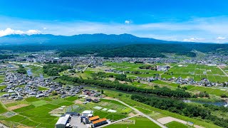 佐久盆地上空パノラマドローン映像 Panorama view of the Saku Basin in Nagano , the farthest town from the sea in Japan