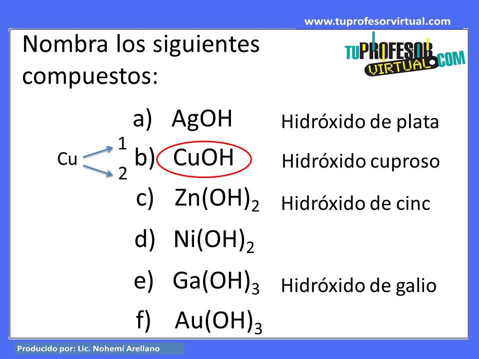 Cuales Son Los Hidroxidos Nomenclatura