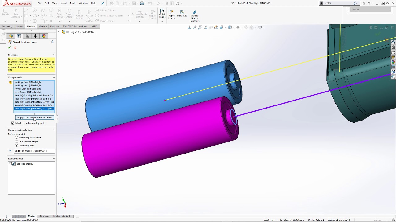 How To Create An Exploded Line Sketch In SOLIDWORKS - YouTube