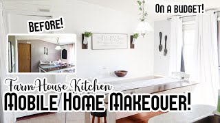 MOBILE HOME MAKEOVER ON A BUDGET! | COASTAL FARMHOUSE KITCHEN RENOVATION