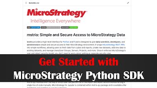 Get Started with MicroStrategy Python SDK (mstrio-py) | MicroStrategy Python Tutorial
