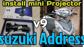 Pasang led mini projector h4 Vinyx v9 pnp di suzuki Address