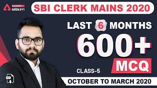 Last 6 Months Current Affairs 2020 | Best 600+ Current Affairs MCQ for SBI Clerk 2020 (Class-5)