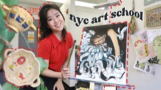 art school studio vlog | painting, silkscreen, ceramics, exhibits