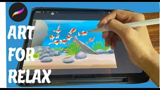 Relax & Draw a Fish tank with Procreate on iPad Pro | Mindful Art🎨🐠