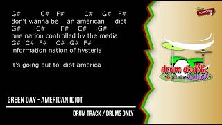 Green Day - American Idiot (drums only) [guitar chord & lyric]