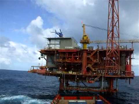 Helicopter Landing On BP Offshore Platform Trinidad South East Coast ...