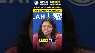 OPSC OCS 2022 Topper Aiswarya Mahalik Rank 72 Mock Interview #OPSCWallah #Shorts