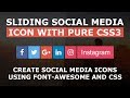 Sliding Social Media Icon's Text On Hover - Pure Html5 and CSS3 Social Media Icon Hover Effecrs