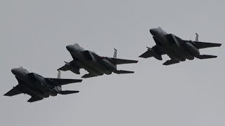 RIAT 2017 USAF 70th Anniversary Fly-by F-15 KC-135 F-16 C-130 The Royal International Air Tattoo